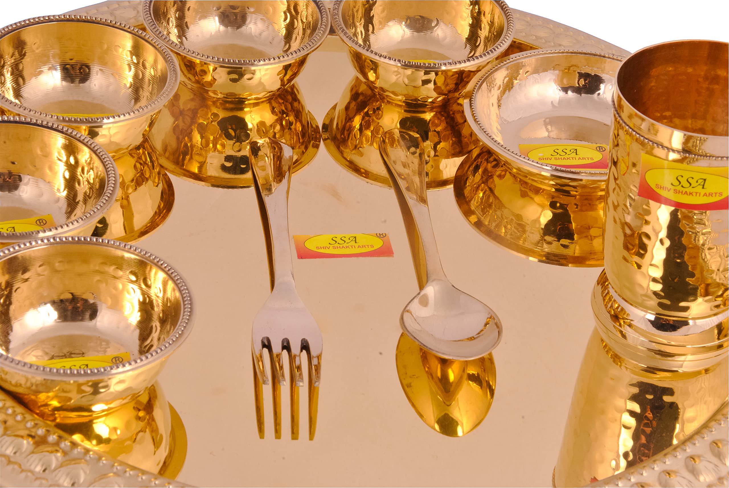Shiv Shakti Arts® Pure Brass ThalI Set 10 Piece |Maharaja Dinner